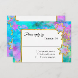 RSVP Gold Star Abstract Blauw Groen Roze Kaart