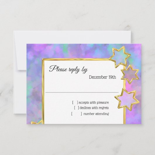 RSVP Gold Star Abstract blauw Paarse roze Kaart (Voorkant)