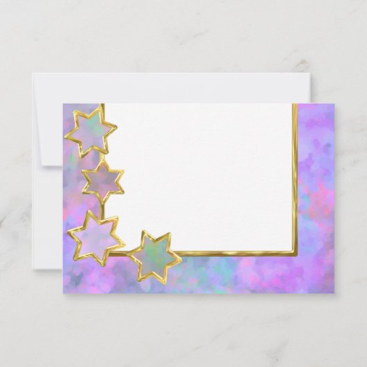 RSVP Gold Star Abstract blauw Paarse roze Kaart (Achterkant)