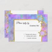 RSVP Gold Star Abstract blauw Paarse roze Kaart (Voorkant / Achterkant)