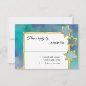 RSVP Gold Star Abstract Design Blauw Kaart (Voorkant)
