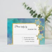 RSVP Gold Star Abstract Design Blauw Kaart (Staand voorkant)