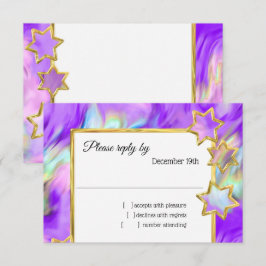 RSVP Gold Star Abstracte Paarse Tie Dye Kaart