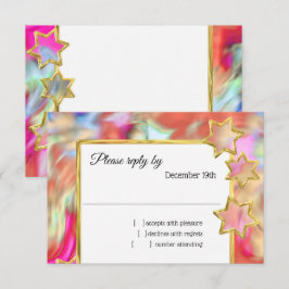 RSVP Gold Star Abstracte rode stropdas Dye Kaart