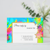 RSVP Gold Star Abstracte turquoise stropdas Dye Kaart (Staand voorkant)