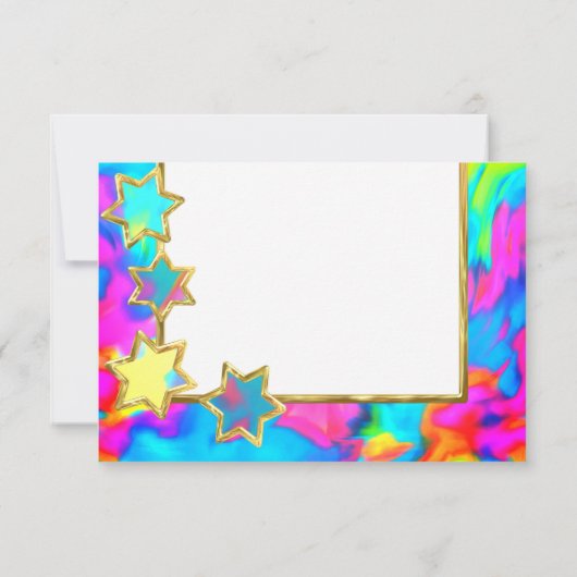 RSVP Gold Star Abstracte turquoise stropdas Dye Kaart (Achterkant)