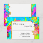 RSVP Gold Star Abstracte turquoise stropdas Dye Kaart (Voorkant / Achterkant)