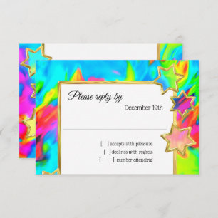 RSVP Gold Star Abstracte turquoise stropdas Dye Kaart