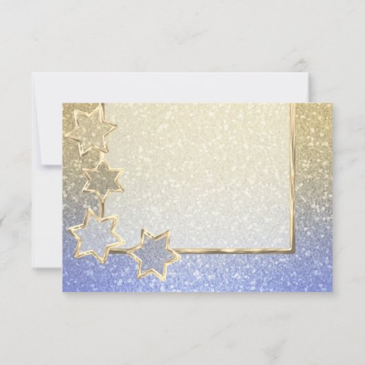 RSVP Gold Star Blauw Goud Ombre Kaart (Achterkant)