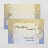 RSVP Gold Star Blauw Goud Ombre Kaart (Voorkant / Achterkant)