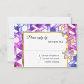 RSVP Gold Star Blauw Paarse Damask Kaart (Voorkant)