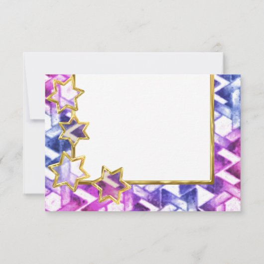 RSVP Gold Star Blauw Paarse Damask Kaart (Achterkant)