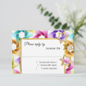 RSVP Gold Star Kleurrijke Damask Kaart (Staand voorkant)