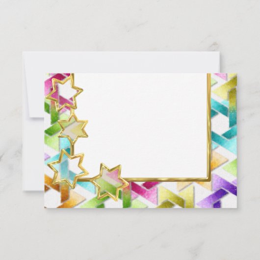 RSVP Gold Star Kleurrijke Damask Kaart (Achterkant)