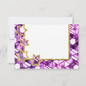 RSVP Gold Star Paarse Damask Kaart (Achterkant)