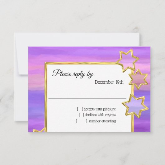 RSVP Gold Star Paarse roze strepen Kaart (Voorkant)