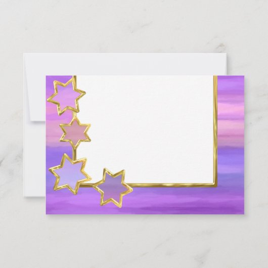 RSVP Gold Star Paarse roze strepen Kaart (Achterkant)