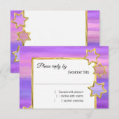 RSVP Gold Star Paarse roze strepen Kaart (Voorkant / Achterkant)