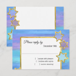 RSVP Gold Star Paarse turquoise strepen Kaart
