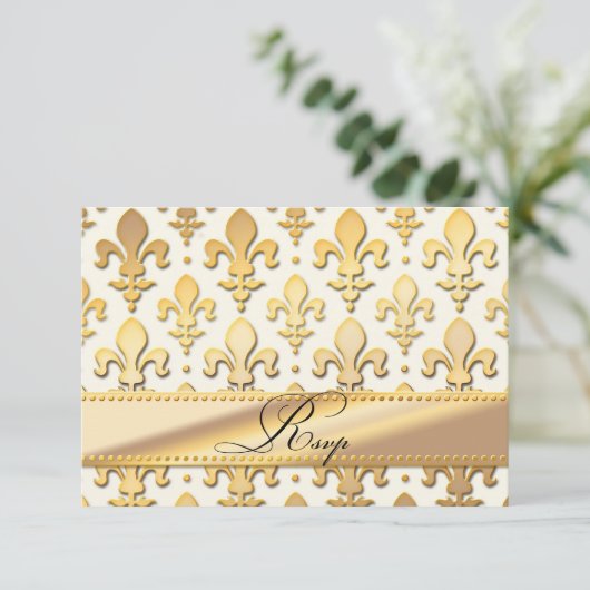 RSVP Gold Wedding Jubileum, Fleur de Lis (Staand voorkant)