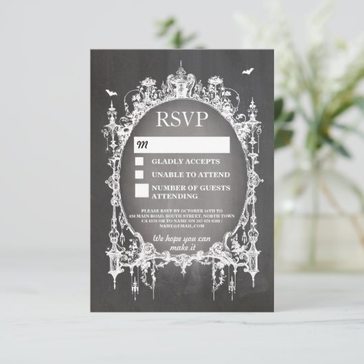RSVP Gothic Lijst Rustic Halloween Kaarten (Staand voorkant)