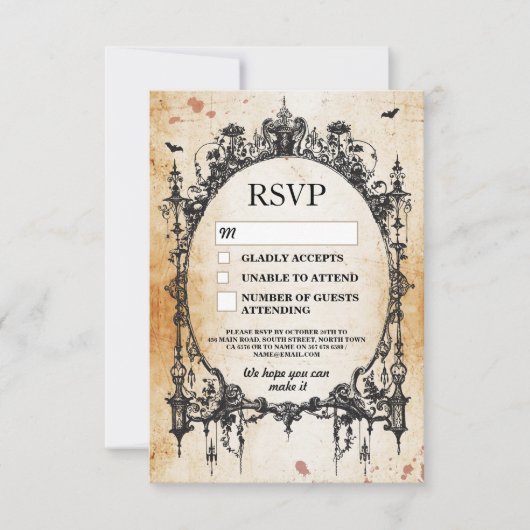 RSVP Gothic Lijst Rustic Halloween Kaarten (Voorkant)