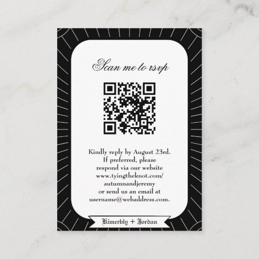 RSVP Gotische Skeletten Tot de Dood Huwelijk QR-co Informatiekaartje (Achterkant)