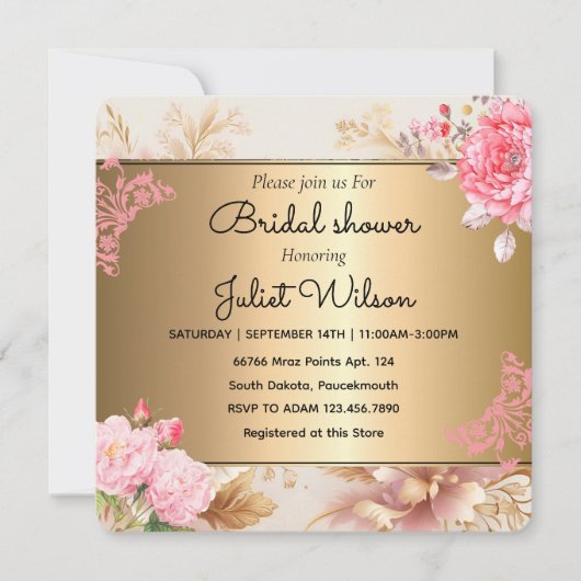 RSVP Goud bloemendamast vrijgezellenfeest Kaart (Voorkant)