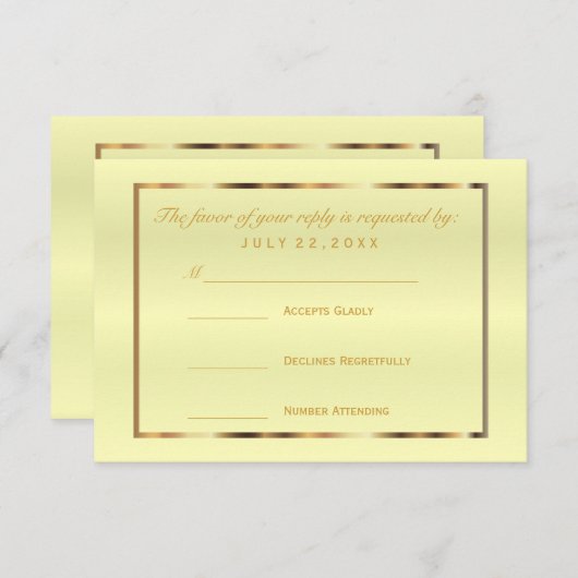 RSVP Goud en Bleek Geel Satijn (Voorkant / Achterkant)