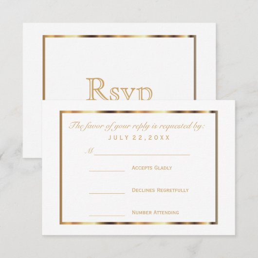 RSVP Goud en Wit Kaartje (Voorkant / Achterkant)
