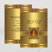 RSVP Goud op Goud Reactie Kaartje (Voorkant / Achterkant)