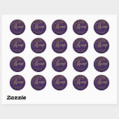 RSVP | Goud Stip en Paars | Personaliseren Ronde Sticker (Vel)