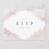 RSVP Goudbruin roos botanische elegante bruiloft Uitnodiging Briefkaart (Voorkant)