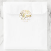 RSVP | Gouden Confetti Stippen | personaliseren Ronde Sticker (Tas)