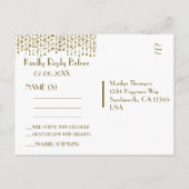 RSVP | Gouden Confetti Streams met Bokeh Achtergro Uitnodiging Briefkaart (Achterkant)