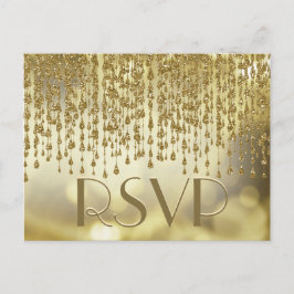 RSVP | Gouden Confetti Streams met Bokeh Achtergro Uitnodiging Briefkaart