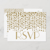 RSVP | Gouden Confetti stromen Uitnodiging Briefkaart (Voorkant / Achterkant)