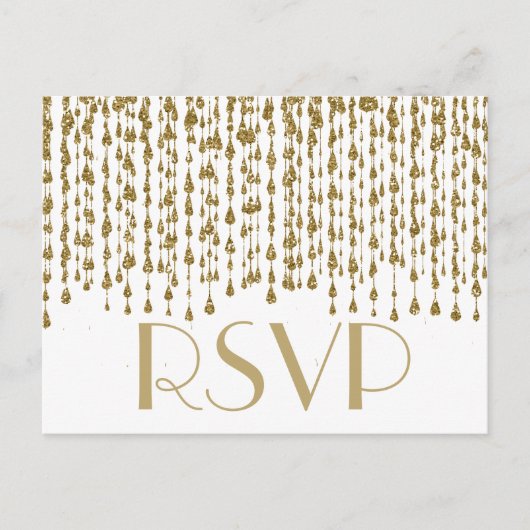 RSVP | Gouden Confetti stromen Uitnodiging Briefkaart (Voorkant)