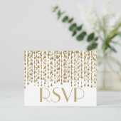 RSVP | Gouden Confetti stromen Uitnodiging Briefkaart (Staand voorkant)