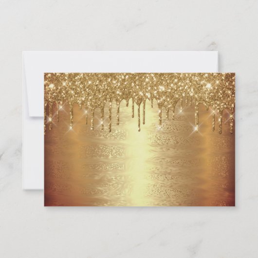 RSVP Gouden druppels glitters Bruiloft bruidsfeest Kaartje (Achterkant)