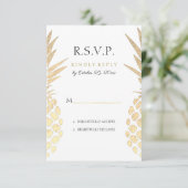 RSVP gouden folie ananasappel tropische bruiloft (Staand voorkant)