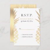 RSVP gouden folie ananasappel tropische bruiloft (Voorkant / Achterkant)
