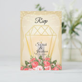 RSVP - Gouden lantaarn en koraalbloemen (Staand voorkant)