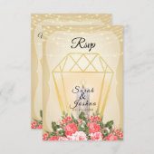 RSVP - Gouden lantaarn en koraalbloemen (Voorkant / Achterkant)