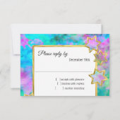 RSVP Gouden Ster Abstract Blauw Groen Roze Kaart (Voorkant)