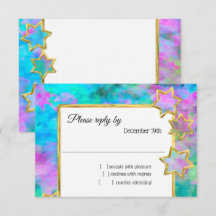 RSVP Gouden Ster Abstract Blauw Groen Roze