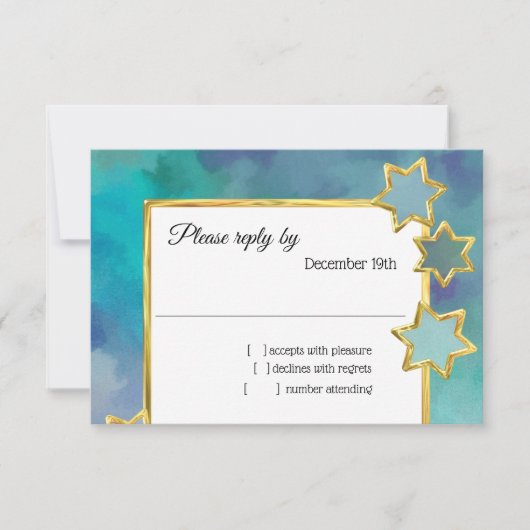 RSVP Gouden Ster Abstract Design Blauw Kaart (Voorkant)