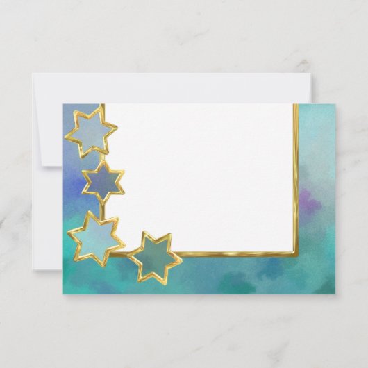 RSVP Gouden Ster Abstract Design Blauw Kaart (Achterkant)