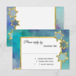 RSVP Gouden Ster Abstract Design Blauw Kaart