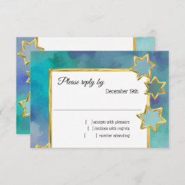 RSVP Gouden Ster Abstract Design Blauw Kaart